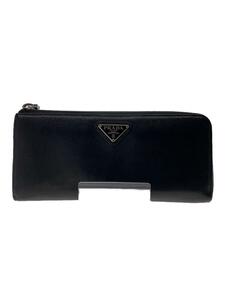 PRADA◆サフィアーノ/長財布/レザー/BLK/メンズ/小銭入れ裏地破れ