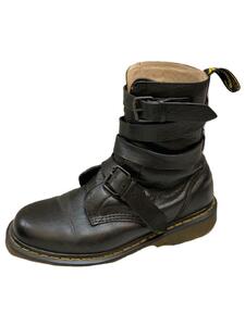 Dr.Martens◆TARIK YY/YOHJI /レースアップブーツ/UK8/BLK/レザー/YA001/ストラップベルト//