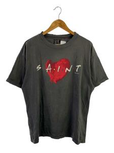 SAINT MICHAEL◆SS TEE/HEART/BLACK/Tシャツ/M/コットン/GRY/SM-A22-0000-004