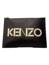 KENZO◆セカンドバッグ/レザー/BLK/無地/ロゴ_画像1