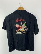 CALEE◆S/S SOUVENIR RAYON SHIRT/オープンカラー/開襟/半袖シャツ/L/レーヨン/ブラック/_画像2