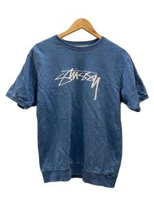 STUSSY◆スウェット ロゴTEE/Tシャツ/S/コットン/BLU//