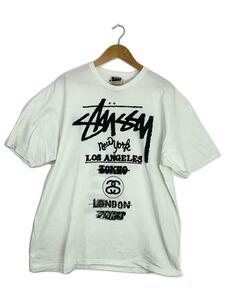 STUSSY◆Tシャツ/XL/コットン/WHT/プリント