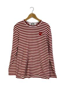 PLAY COMME des GARCONS◆長袖Tシャツ/XL/コットン/レッド/赤/ボーダー/AZ-T164/AD2021/PLAY STRIPED