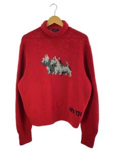 POLO RALPH LAUREN◆HAND KNIT/犬柄/毛羽立ちあり/セーター(厚手)/L/ウール/レッド//