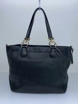 MICHAEL KORS◆トートバッグ/レザー/BLK/無地/35F6GFET3L_画像3