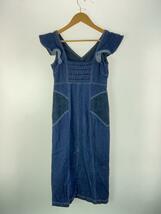 Her lip to◆RUFFLED SHOULDER DENIM MIDI DRESS/S/コットン/IDG/無地/1212305005_画像2