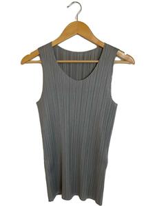 PLEATS PLEASE ISSEY MIYAKE◆ノースリーブカットソー/4/ポリエステル/GRY/無地/PP04-JK600