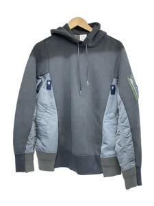 sacai◆22AW/Sponge Sweat MA-1 Hoodie/1/コットン/GRY/SCM-044