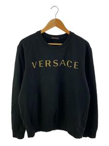 VERSACE◆ロゴプリントスウェット・トレーナー/L/コットン/BLK/092 921 538 378