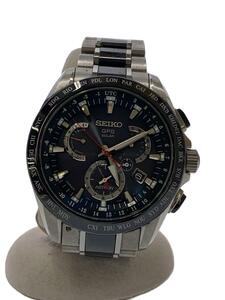 SEIKO◆ASTRON/ソーラー腕時計/アナログ/ステンレス/BLK/SLV/8X53-0AB0-2/汚れ有