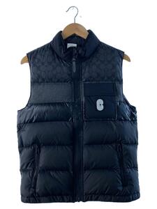 COACH◆BLACK SIGNATURE DOWN VEST/S/ポリエステル/SLV/総柄/C5036