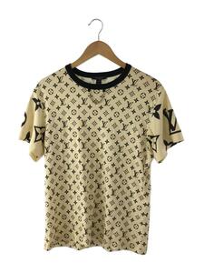 LOUIS VUITTON◆シミ有り/チェーン Tシャツ/L/コットン/ベージュ/総柄/ルイヴィトン//