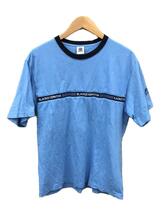 Blackeyepatch◆Tシャツ/M/コットン/BLU/無地/リンガーネック//_画像1