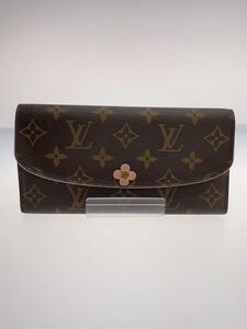 LOUIS VUITTON◆ポルト・フォイユ・エミリー_モノグラム・キャンバス_フラワーチャーム_BRW_ホットピンク/M64202