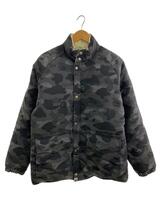 A BATHING APE◆ダウンジャケット/M/ナイロン/GRY/B&W CAMO DOWN/裏面汚れ有_画像1