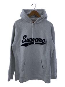 Supreme◆chenille script hoodedパーカー/L/コットン/GRY