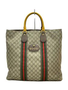 GUCCI◆トートバッグ/レザー/BRW/総柄/473870