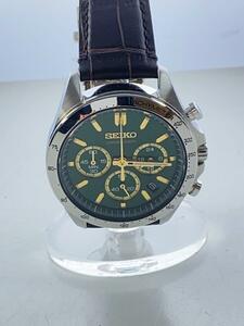 SEIKO◆SPIRIT CHRONOGRAPH/8T63-00D0/クォーツ腕時計/アナログ/レザー/GRN/BRW