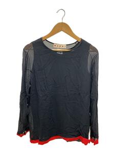 MARNI◆長袖Tシャツ/シルクシースルーカットソー/38/シルク/BLK/無地/CAMA0434Q0UTSF65//