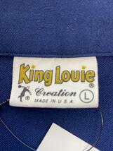 King Louie◆70s/ボウリングシャツ/USA製/半袖シャツ/L/ポリエステル/NVY_画像3