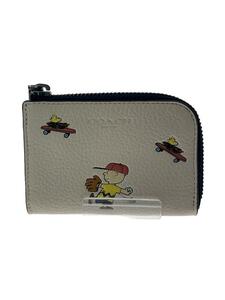 COACH◆×PEANUTS／スヌーピー/コインケース/レザー/BEG/レディース/C4329