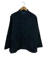 Engineered Garments◆Patterned Jagard V-neck Jacket/M/コットン/BLK/総柄_画像1