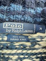 POLO RALPH LAUREN◆ジップアップカウチンニット/HAND KNIT/セーター(厚手)/M/ウール/NVY/総柄_画像3