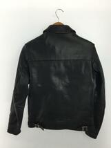 666 Leather Wear◆シングルライダースジャケット/36/レザー/BLK/英国製/MADE IN ENGLAND_画像2