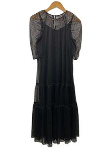 AMERI◆MEDI MELON TULLE LAYERED DRESS/M/ポリエステル/BLK/02210530660