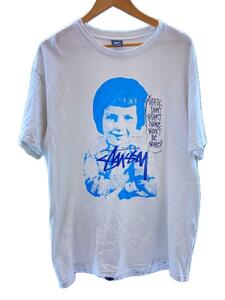 STUSSY◆Tシャツ/L/コットン/WHT/無地