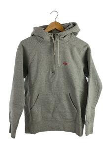 Supreme◆13AW/SMALL BOX LOGO HALF ZIP HOODY/パーカー/S/コットン/GRY/無地