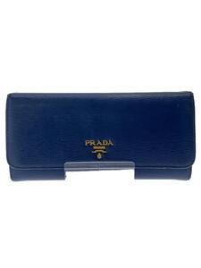 PRADA◆長財布/-/BLU/レディース/角スレ有