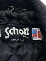 Schott◆裏地キルティング/イカリボタン/MADE IN USA/ピーコート/38/ブラック_画像3