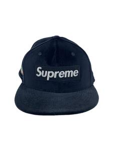 Supreme◆Velour Box Logo New Era/キャップ/7 1/8/ベロア/ブラック/メンズ