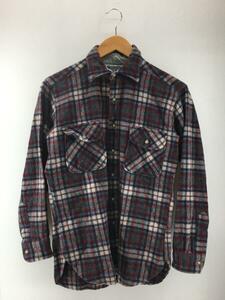 PENDLETON◆長袖シャツ/M/ウール/RED/チェック/アメリカ製/胸ポケット///