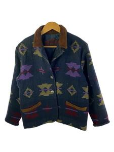 Woolrich◆ジャケット/S/ウール/NVY/総柄/80s-90s/ネイティブ