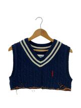 doublet◆BURNING EMBROIDERY KNIT VEST/ニットベスト/48/NVY/紺/ベスト_画像1