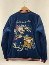 HOUSTON◆VELVETTEN SOUVENIR JACKET/スカジャン/L/ポリエステル/BLK/龍虎/51286_画像2