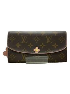 LOUIS VUITTON◆ポルト・フォイユ・エミリー_モノグラム・キャンバス_フラワーチャーム_BRW_ホットピンク/PVC/BRW/レテ