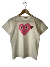 PLAY COMME des GARCONS◆Tシャツ/2014年/ダブルハート/ピンクハート/M/コットン/WHT/プリント/AZ-T105_画像1