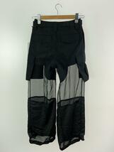 sacai◆BELTED SHEER PANEL CARGO PANTS/ボトム/0/ポリエステル/BLK/無地_画像2