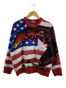 Supreme◆Digital Flag Sweater/セーター(厚手)/L/アクリル/RED/総柄/21SS