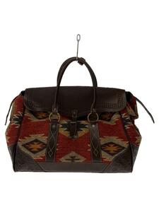 RRL*Handwoven Pecos Leather Duffle/ Boston bag / red / total pattern 