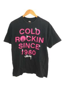 STUSSY◆COLD ROCKIN/Tシャツ/M/コットン/BLK/プリント