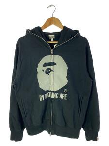 A BATHING APE◆ジップアップパーカー/M/コットン/BLK/フロントプリント