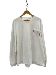 SEE SEE◆シーシー/SUPER BIG ROUND LS POCKET TEE/ロンT/XL/コットン/WHT/プリント