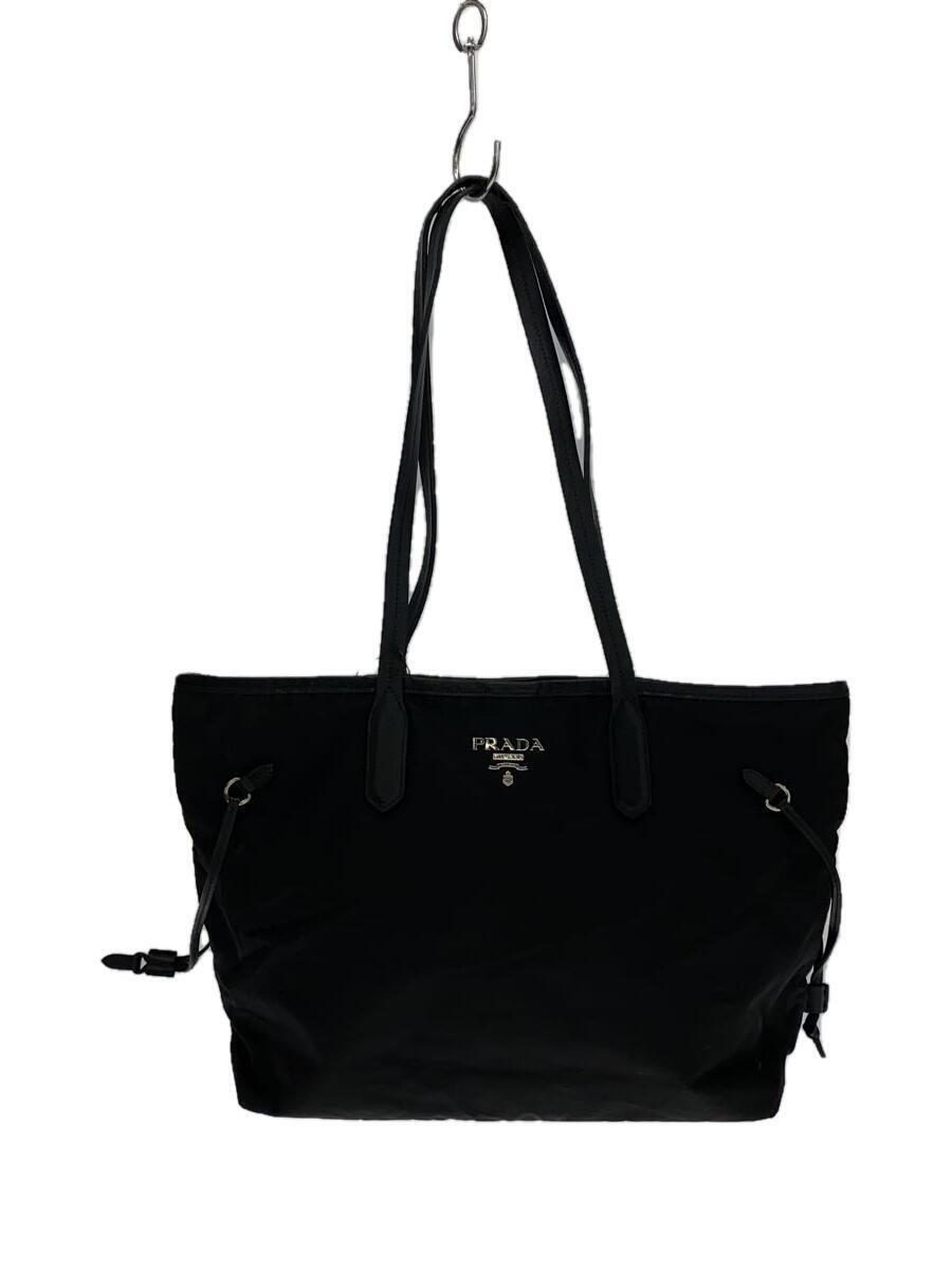 PRADA◆プラダ/トートバッグ/ナイロン/BLK/持ち手劣化/内側変色