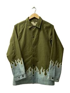 ink◆FIRE EMB JACKET DENIM/コーチジャケット/ファイヤーパターン/SIZE:M/コットン/GRN