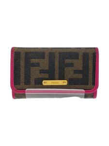 FENDI◆ズッカ/キーケース/レザー/BRW/総柄/レディース